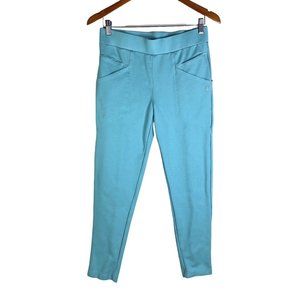 Betabrand Journey Yoga Dress Pant Slim Skinny Leg Women's M Baby Blue Pockets